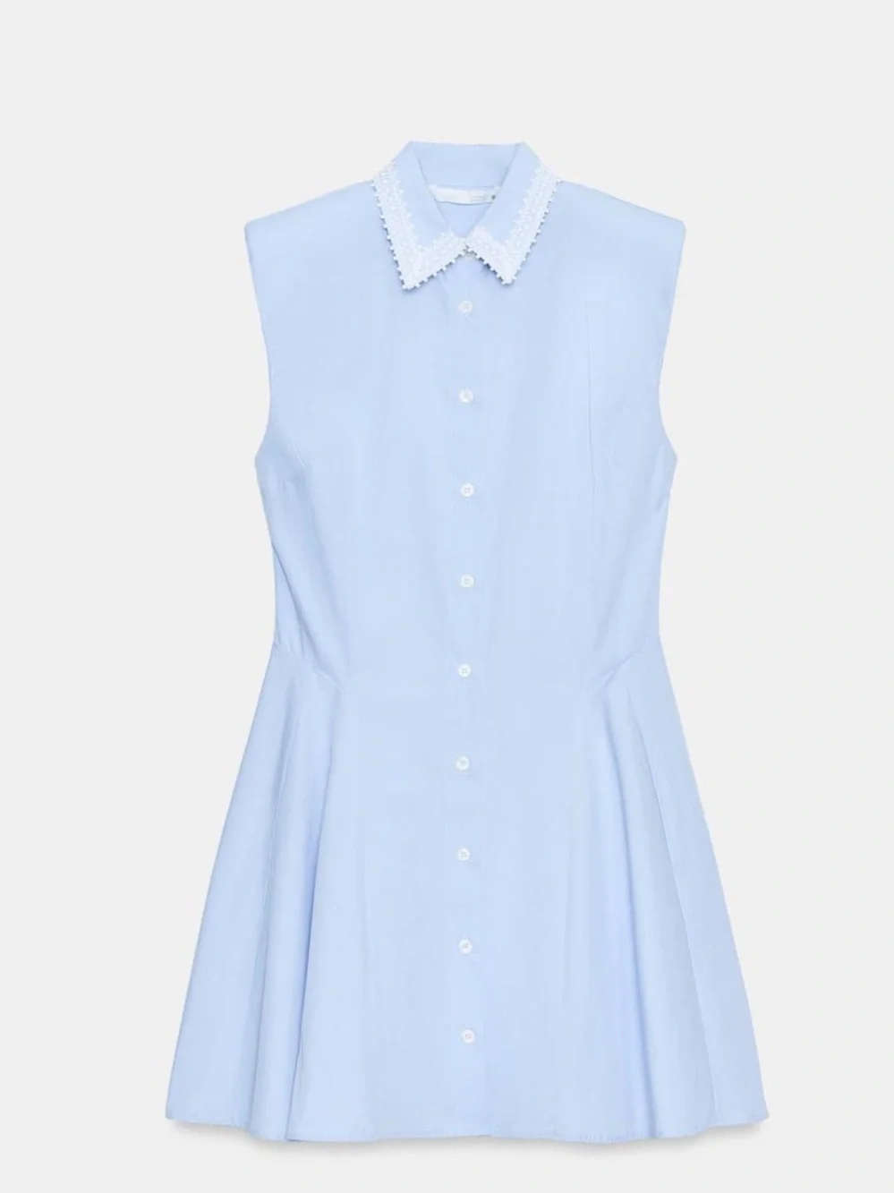 Zara Light Blue Sleeveless Shirt Mini Dress